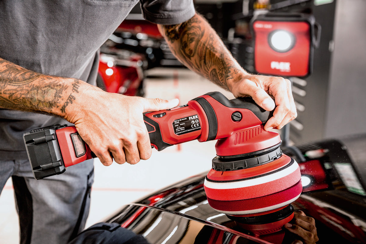 Flex Cordless Random Orbital Polisher with positive-action drive Set XCE 8 125 18.0-EC/5.0 Set /BS