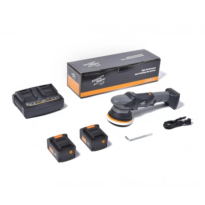 ShineMate EB351-5/15 15mm Cordless Random Orbital Polisher w/ 2 Batteries & Charger