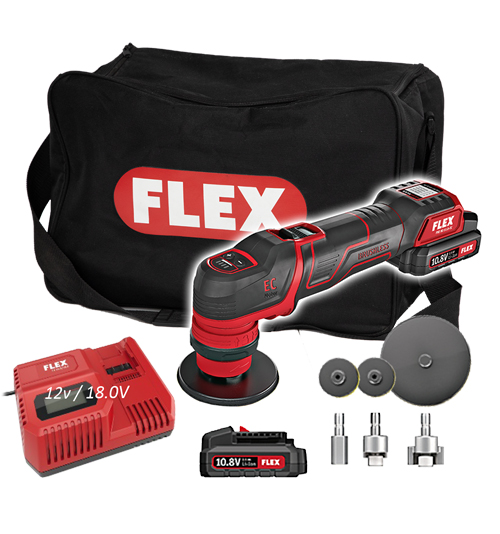 Flex PXE The smart cordless polisher Set 10,8 V, rotary and random orbital free-running PXE 80 10.8-EC/2.5 Set